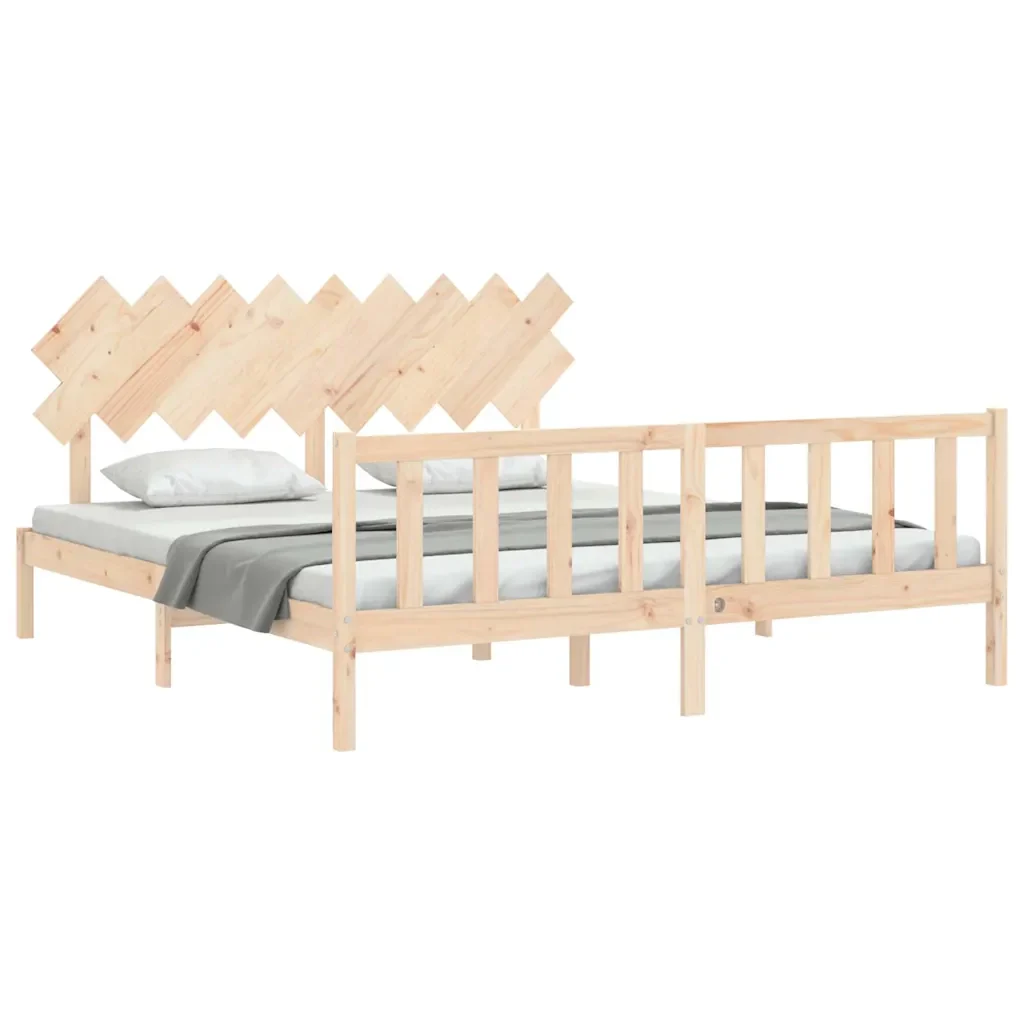 Letto matrimoniale | Letto per adulti | Giroletto con Testiera Super King Size in Legno Massello - Image 3