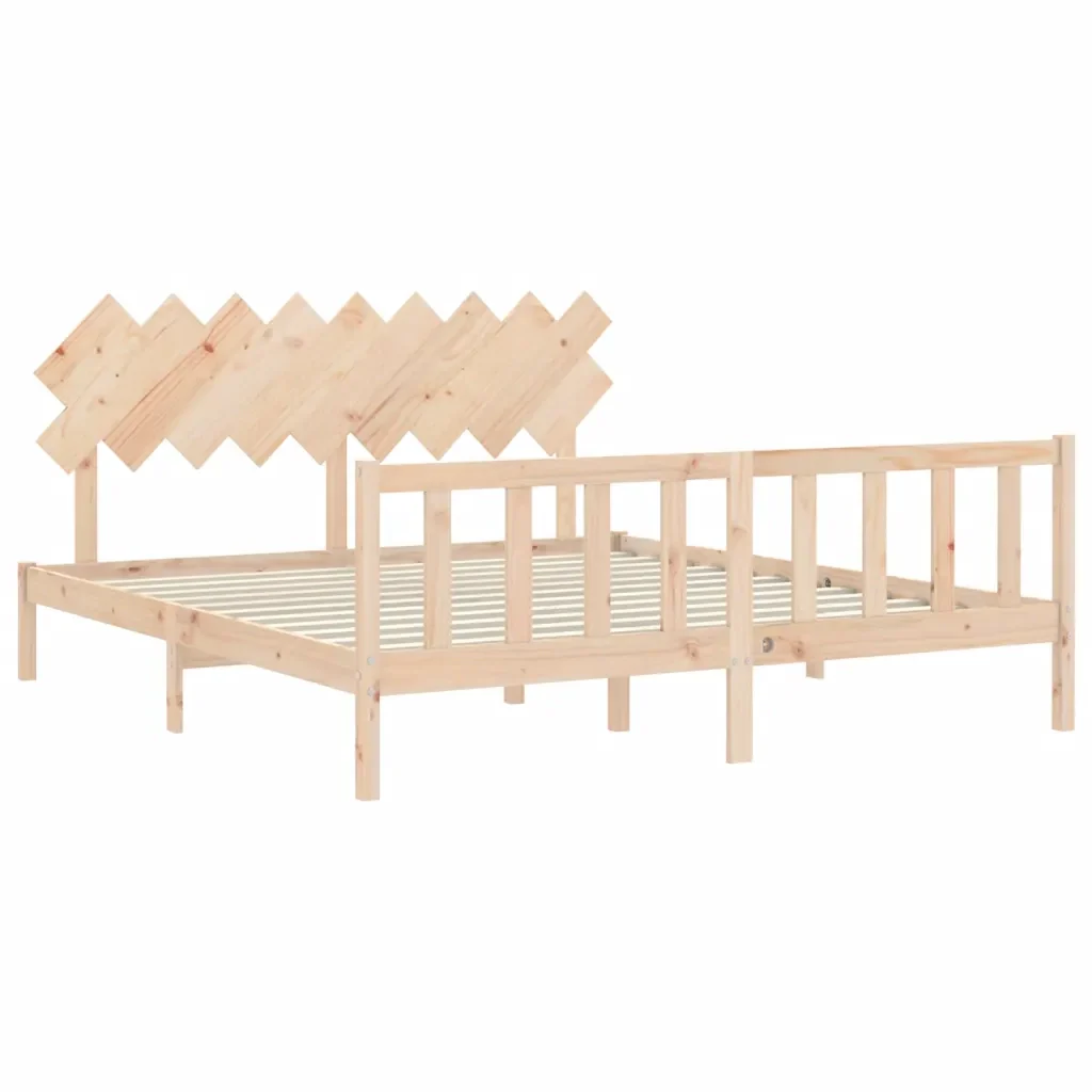 Letto matrimoniale | Letto per adulti | Giroletto con Testiera Super King Size in Legno Massello - Image 5