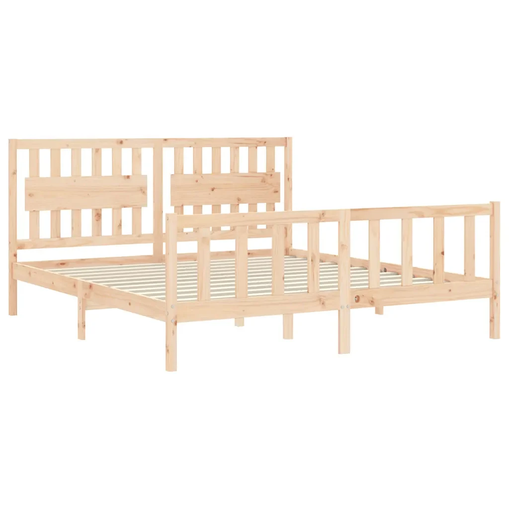 Letto matrimoniale | Letto per adulti | Giroletto con Testiera Super King Size in Legno Massello - Image 5