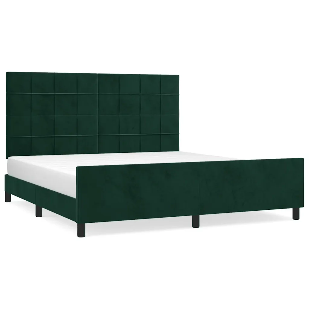 Letto matrimoniale | Letto per adulti | Giroletto con Testiera Verde Scuro 180x200 cm in Velluto