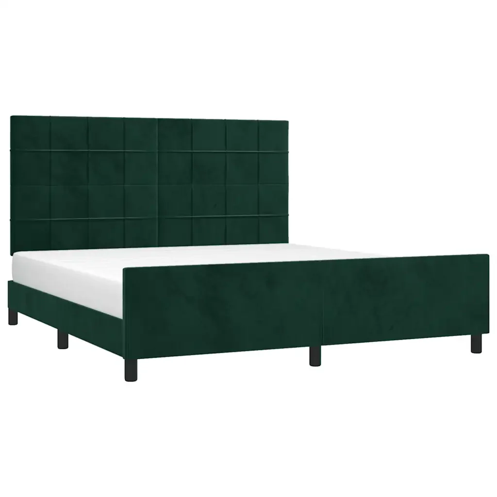 Letto matrimoniale | Letto per adulti | Giroletto con Testiera Verde Scuro 180x200 cm in Velluto - Image 3