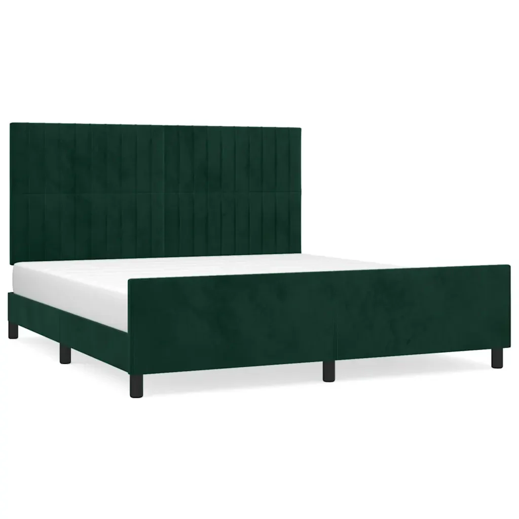 Letto matrimoniale | Letto per adulti | Giroletto con Testiera Verde Scuro 180x200 cm in Velluto