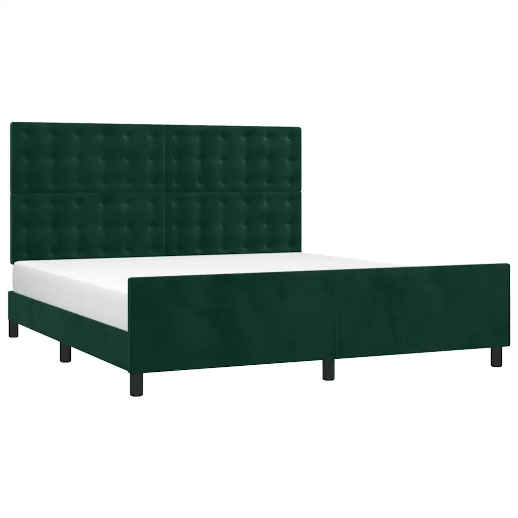 Letto matrimoniale | Letto per adulti | Giroletto con Testiera Verde Scuro 180x200 cm in Velluto - Image 3