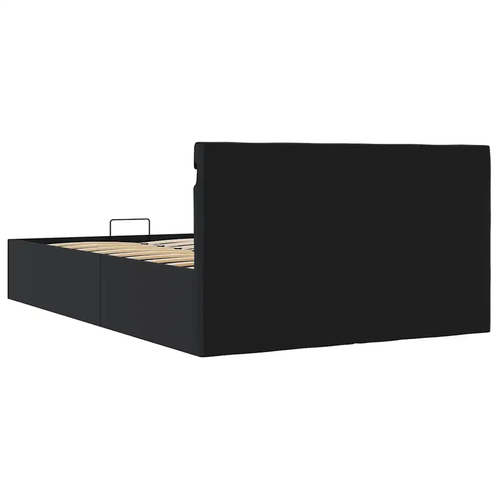 Letto matrimoniale | Letto per adulti | Giroletto Contenitore Idraulico LED Nero Similpelle 140x200 cm - Image 8