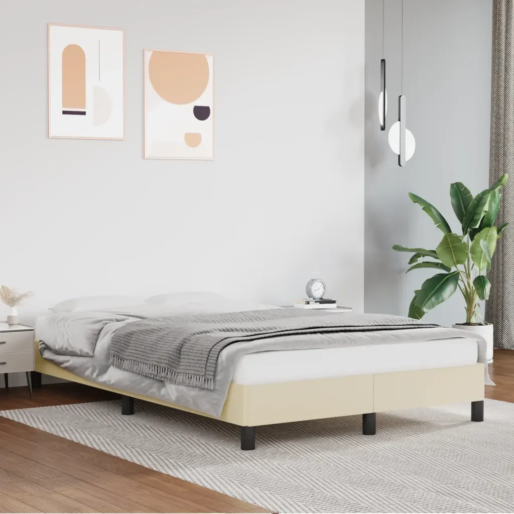 Letto matrimoniale | Letto per adulti | Giroletto Crema 120x200 cm in Similpelle - Image 2