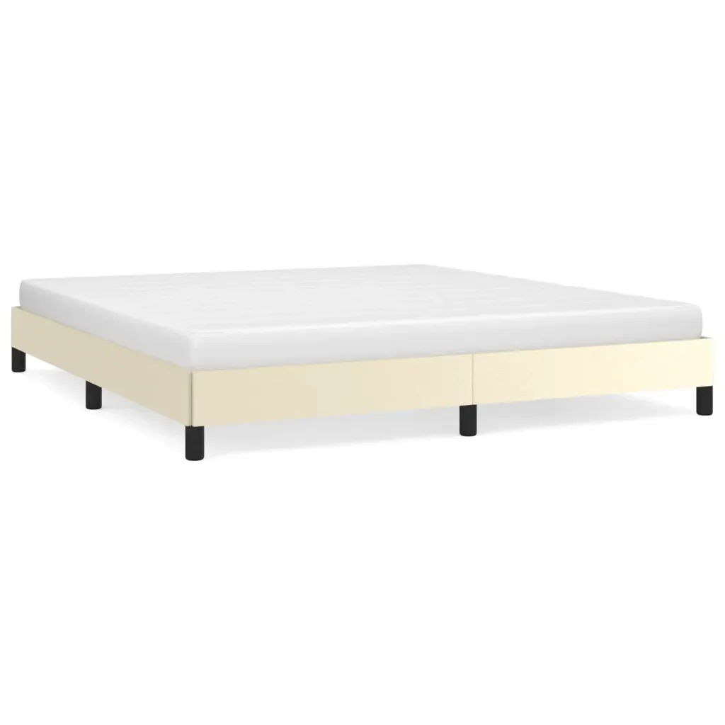 Letto matrimoniale | Letto per adulti | Giroletto Crema 160x200 cm in Similpelle
