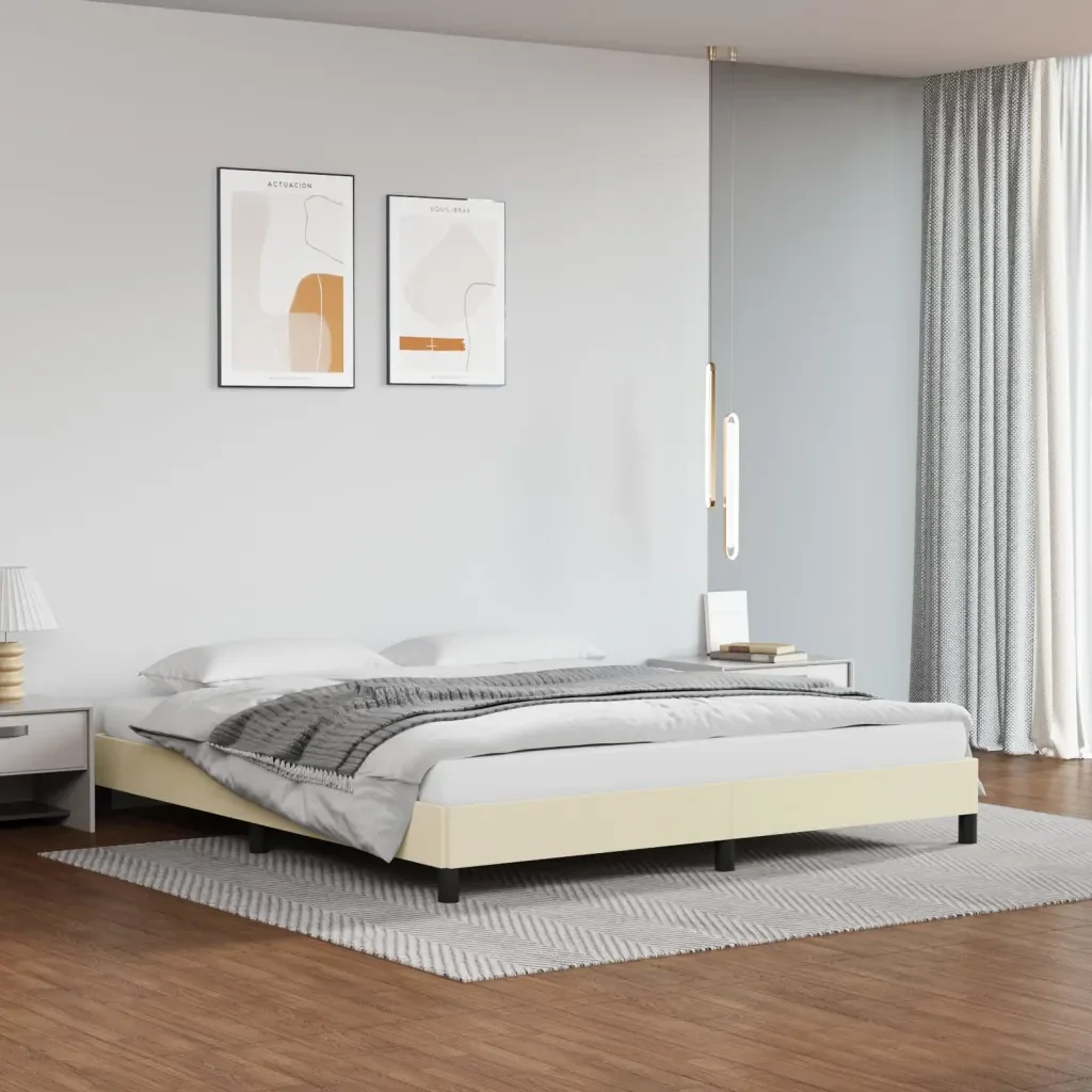 Letto matrimoniale | Letto per adulti | Giroletto Crema 180x200 cm in Similpelle - Image 2