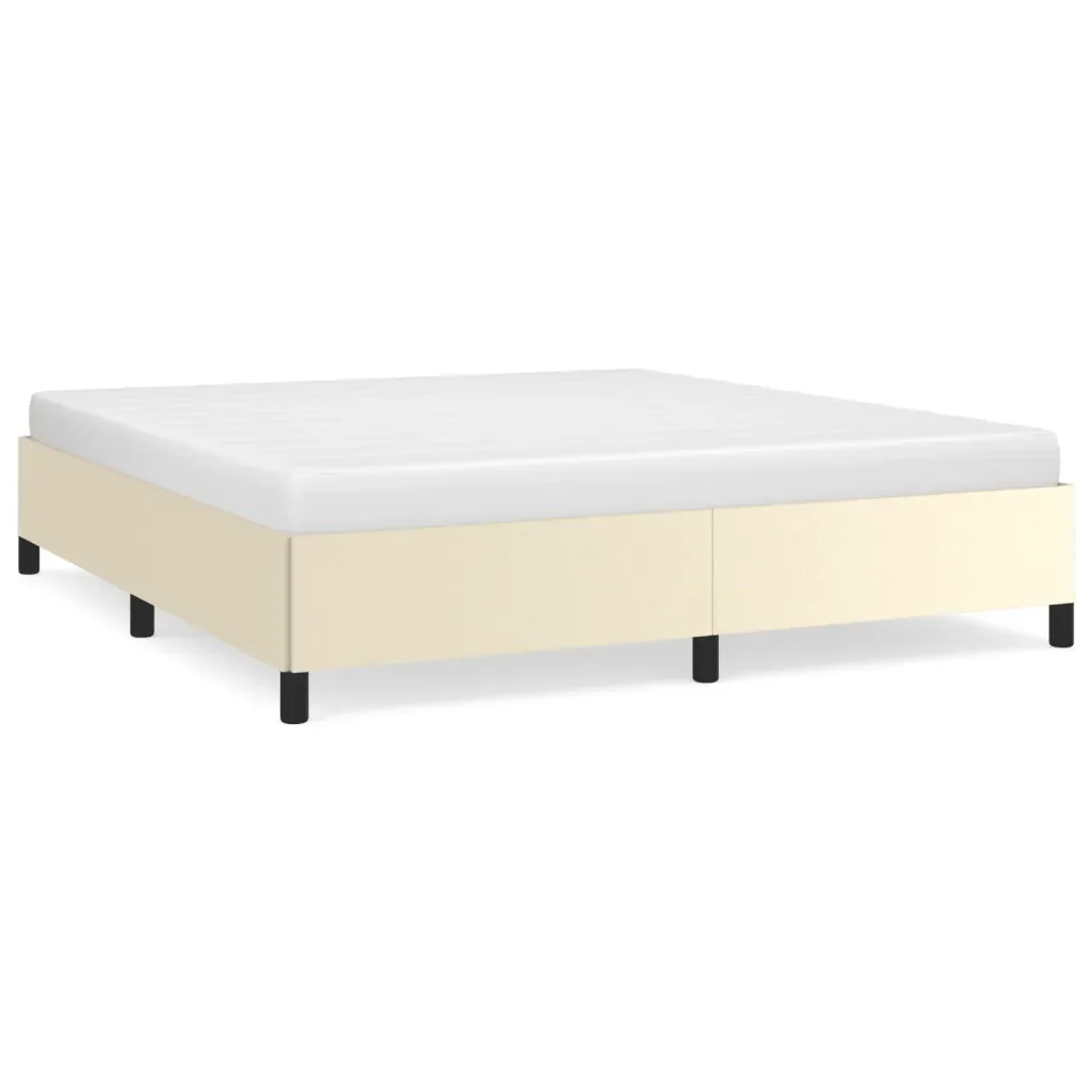 Letto matrimoniale | Letto per adulti | Giroletto Crema 180x200 cm in Similpelle