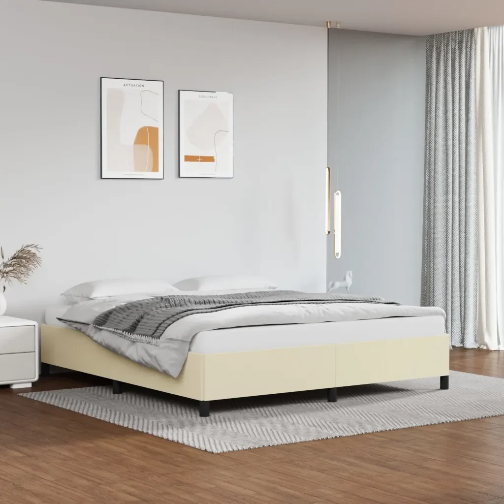 Letto matrimoniale | Letto per adulti | Giroletto Crema 180x200 cm in Similpelle - Image 2