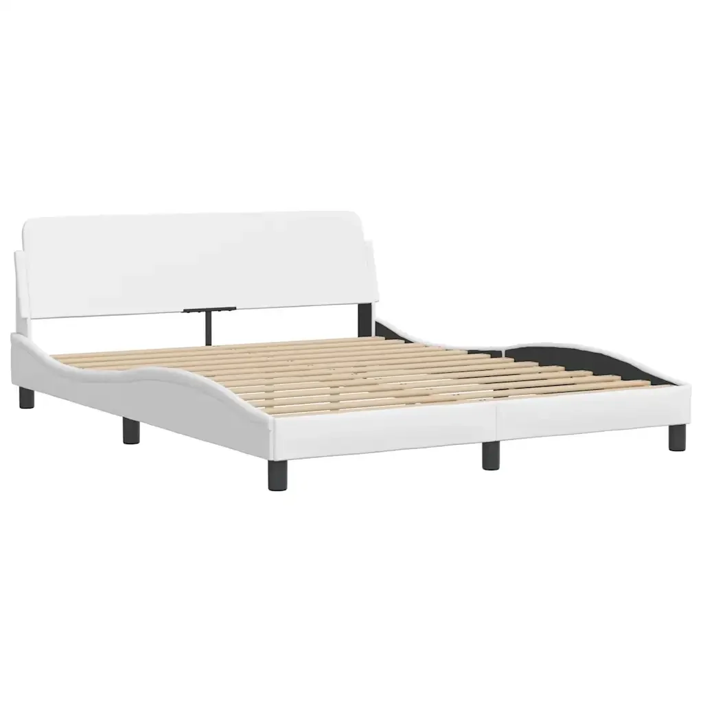 Letto matrimoniale | Letto per adulti | Giroletto Dover Bianco 160x200 cm in Similpelle - Image 3