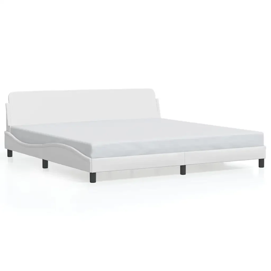 Letto matrimoniale | Letto per adulti | Giroletto Dover Bianco 200x200 cm in Similpelle