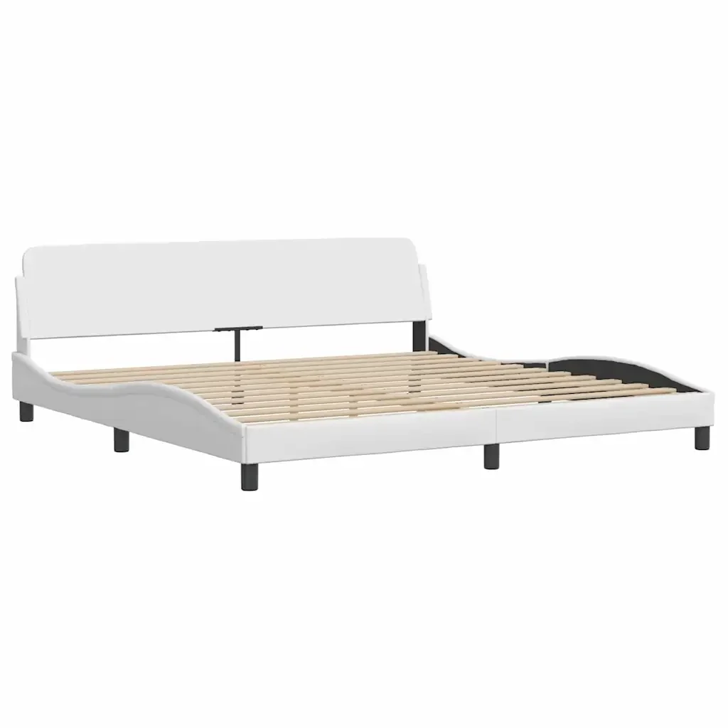 Letto matrimoniale | Letto per adulti | Giroletto Dover Bianco 200x200 cm in Similpelle - Image 3