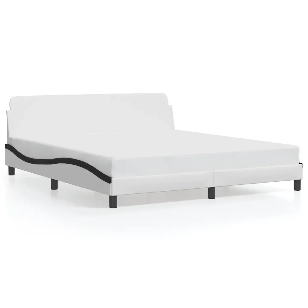 Letto matrimoniale | Letto per adulti | Giroletto Dover Bianco e Nero 180x200 cm in Similpelle
