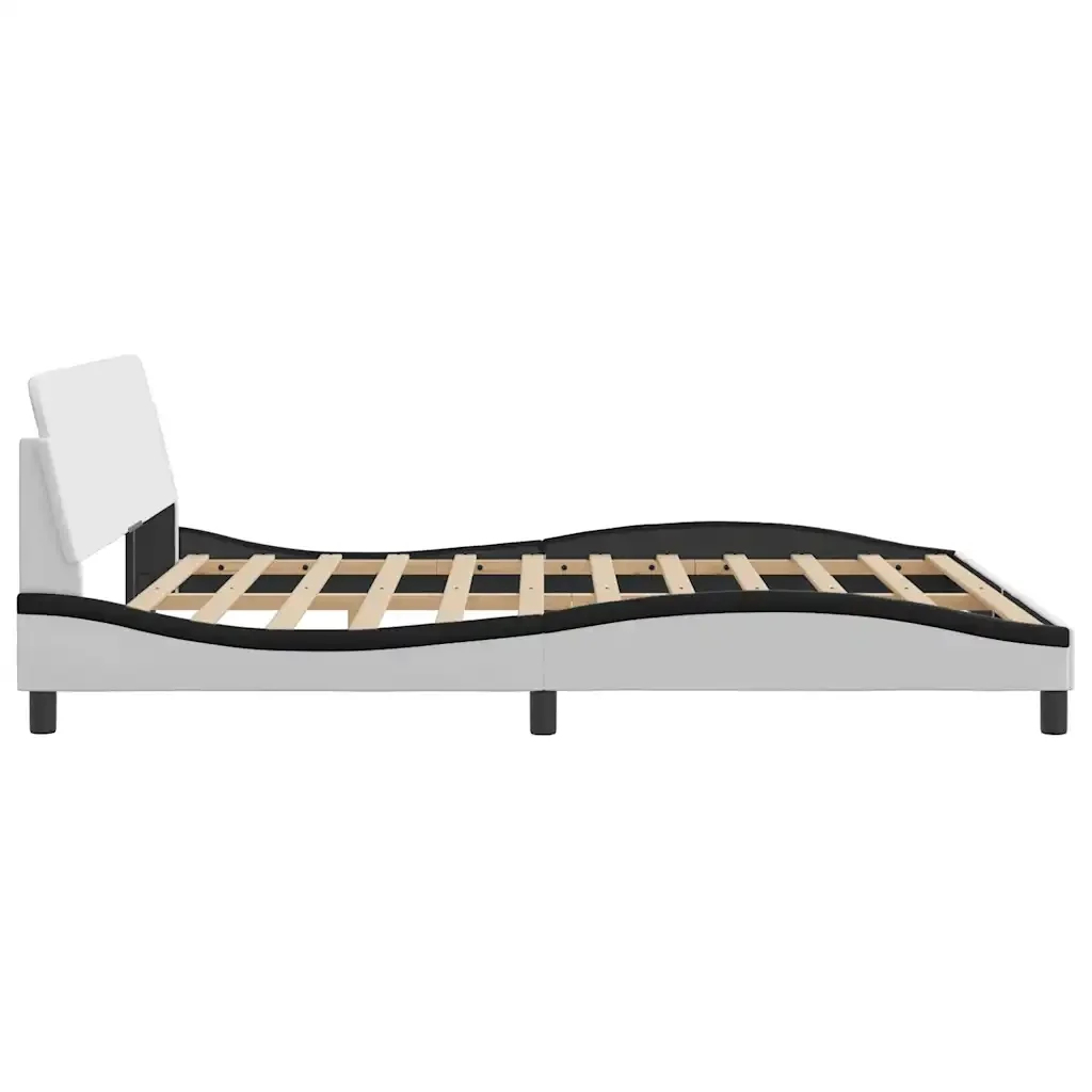 Letto matrimoniale | Letto per adulti | Giroletto Dover Bianco e Nero 180x200 cm in Similpelle - Image 5