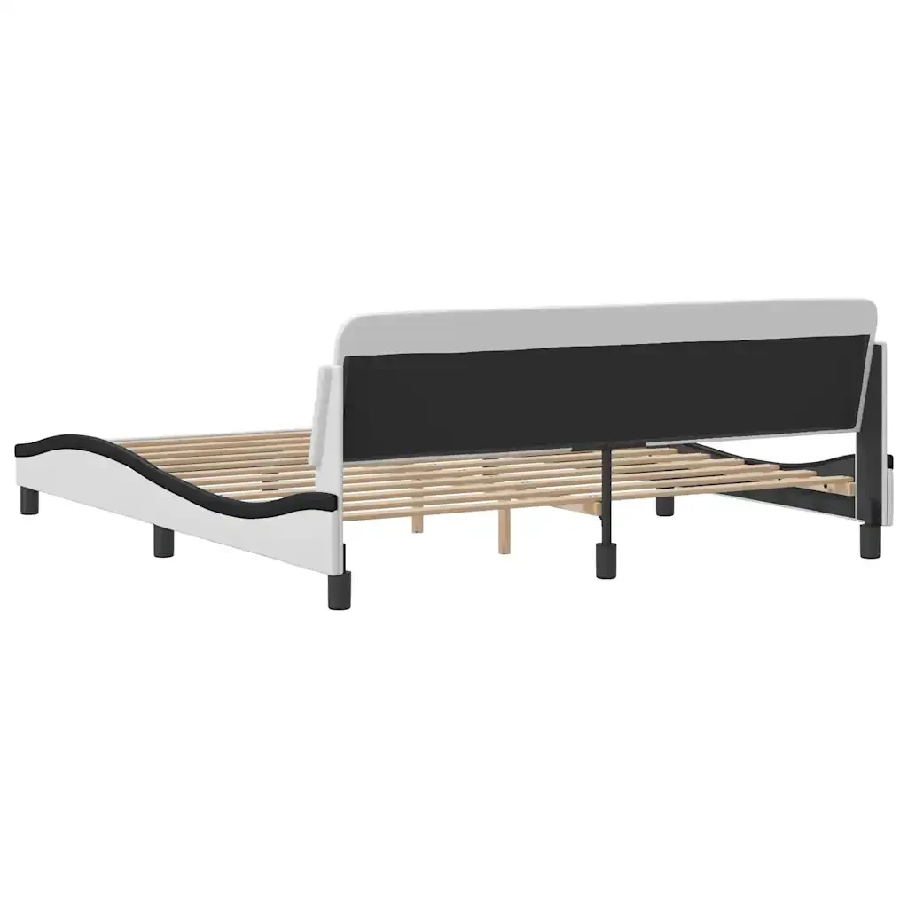 Letto matrimoniale | Letto per adulti | Giroletto Dover Bianco e Nero 180x200 cm in Similpelle - Image 6
