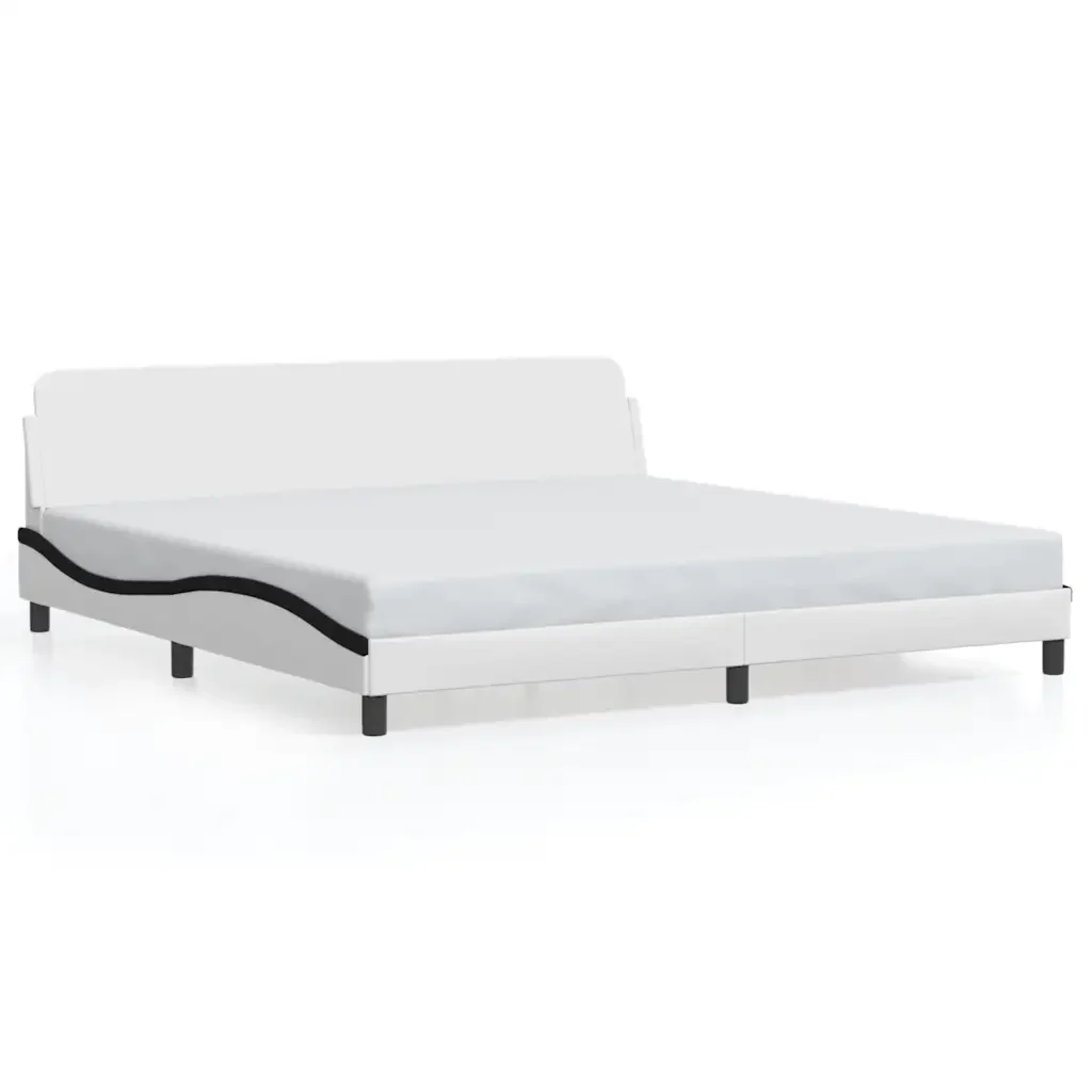 Letto matrimoniale | Letto per adulti | Giroletto Dover Bianco e Nero 200x200 cm in Similpelle