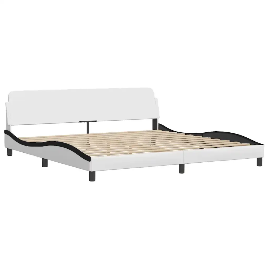 Letto matrimoniale | Letto per adulti | Giroletto Dover Bianco e Nero 200x200 cm in Similpelle - Image 4