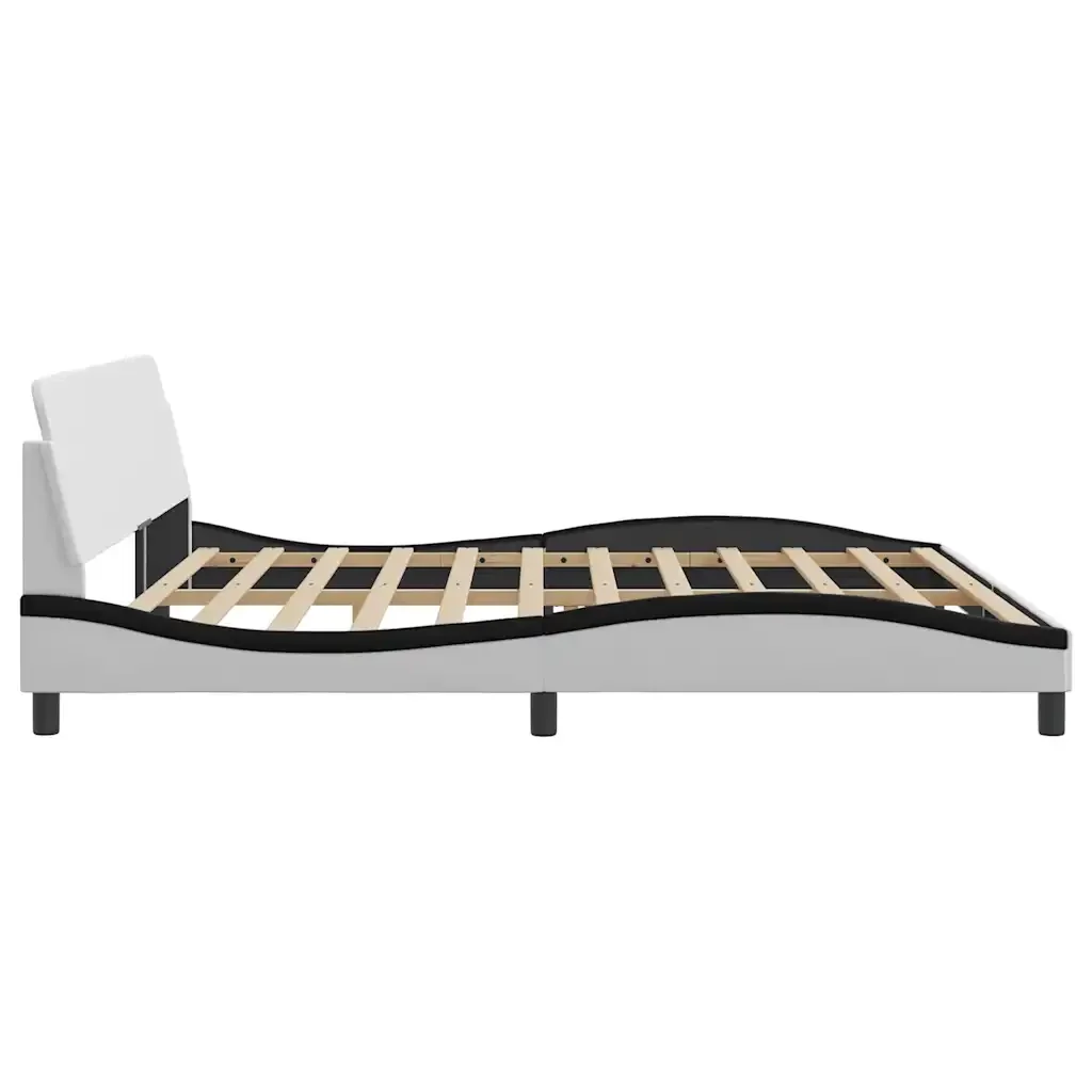 Letto matrimoniale | Letto per adulti | Giroletto Dover Bianco e Nero 200x200 cm in Similpelle - Image 5