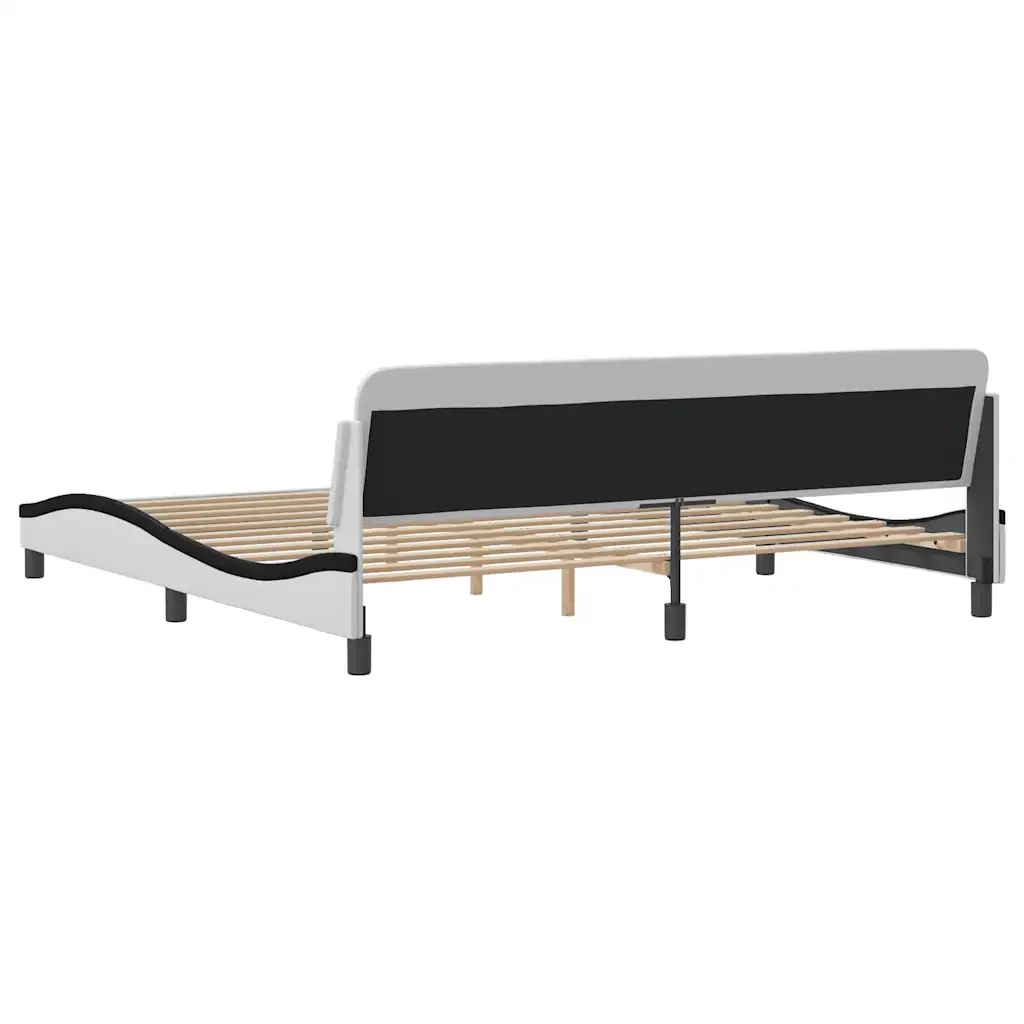 Letto matrimoniale | Letto per adulti | Giroletto Dover Bianco e Nero 200x200 cm in Similpelle - Image 6