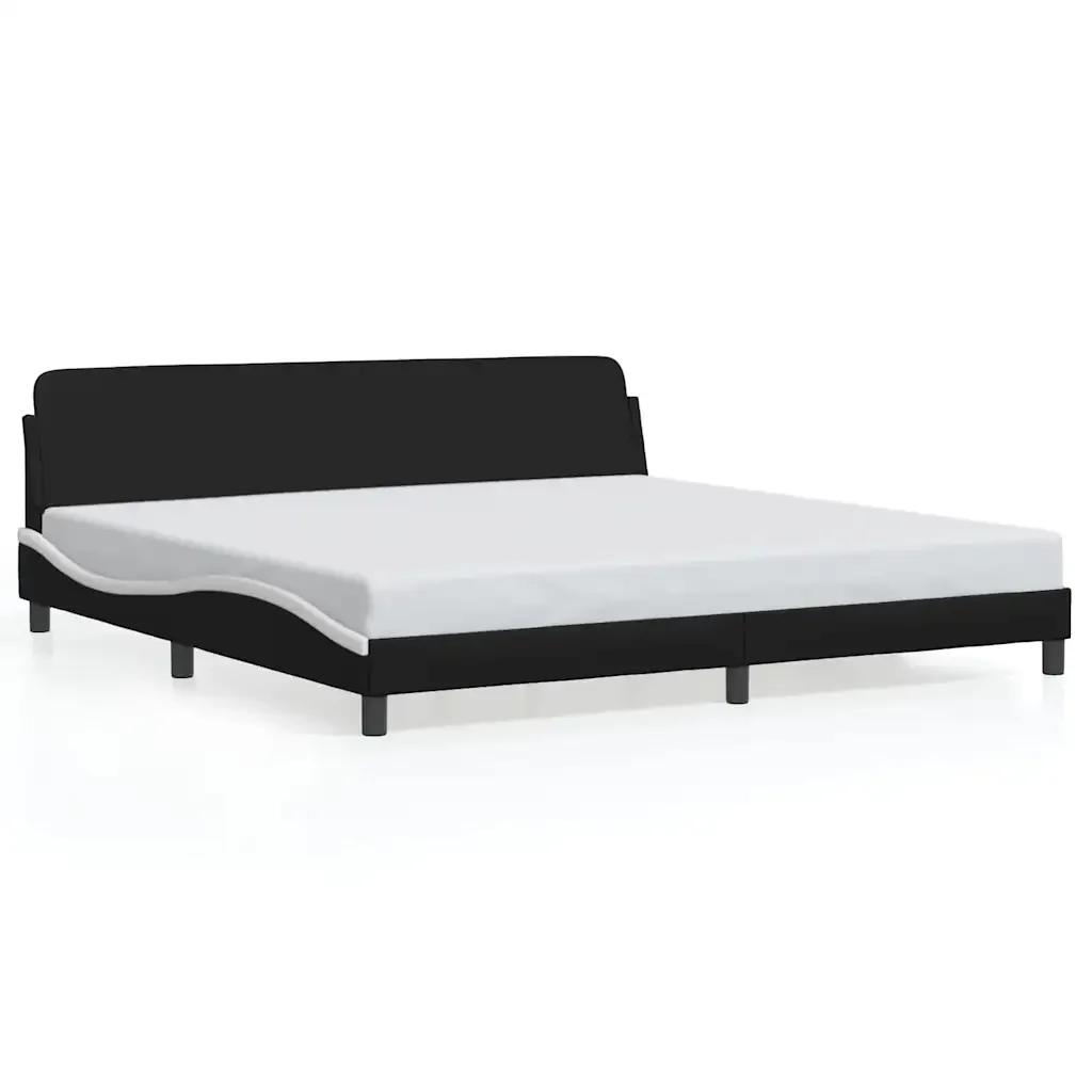 Letto matrimoniale | Letto per adulti | Giroletto Dover Bianco e Nero 200x200 cm in Similpelle