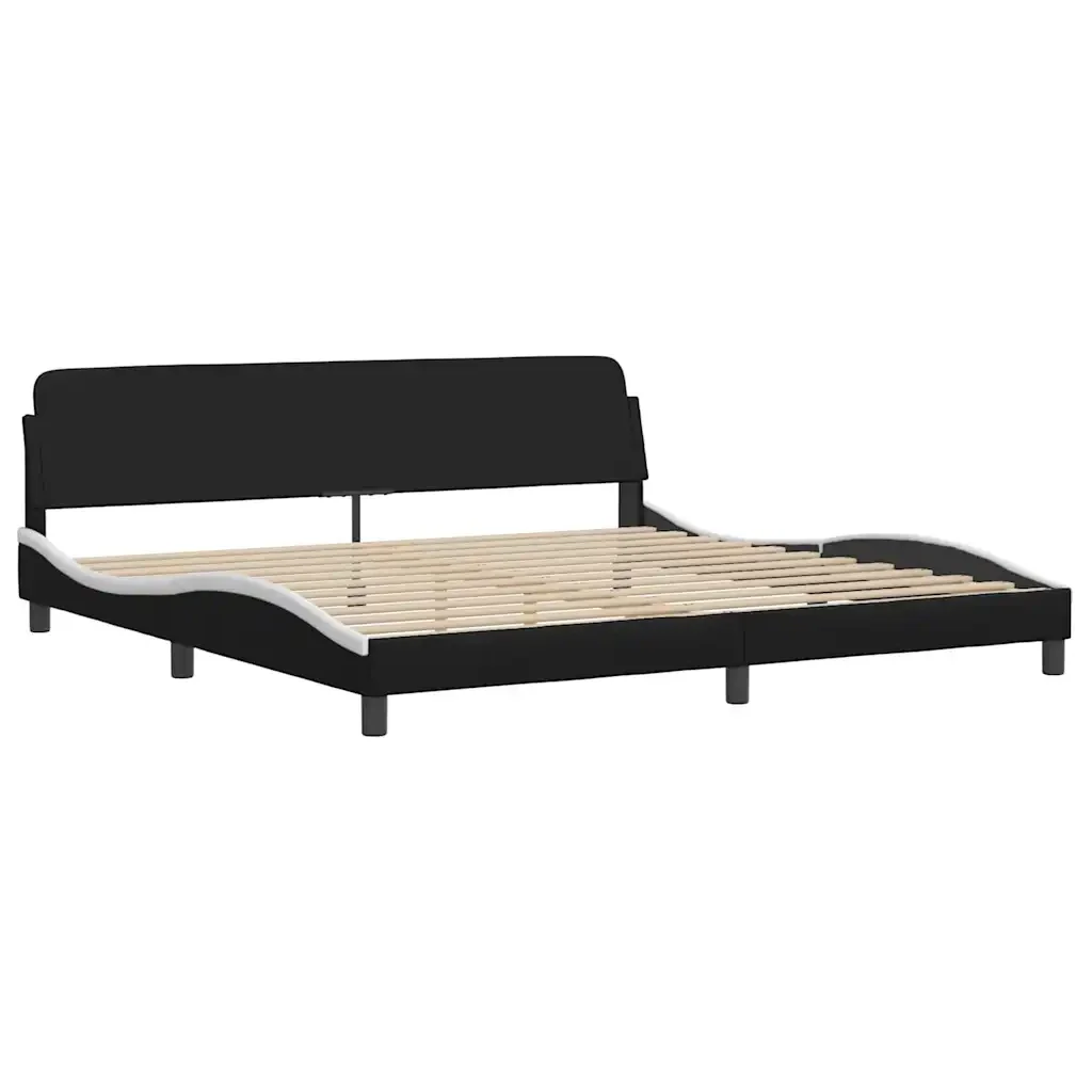 Letto matrimoniale | Letto per adulti | Giroletto Dover Bianco e Nero 200x200 cm in Similpelle - Image 3