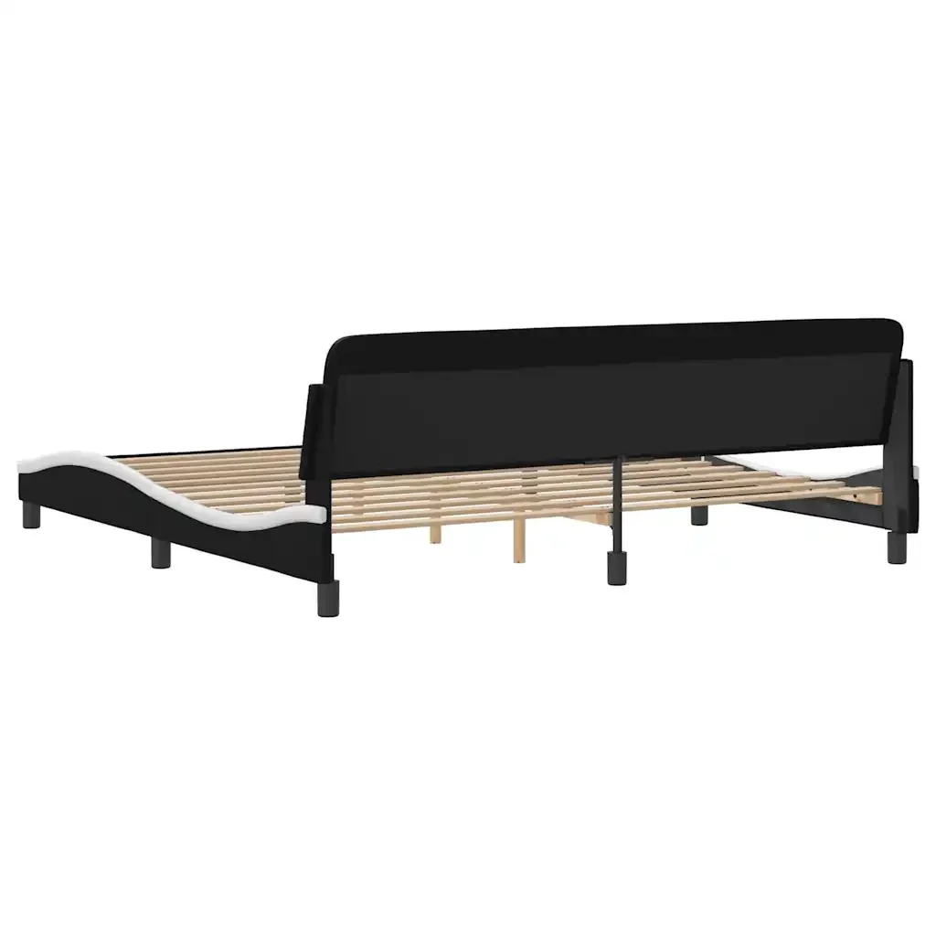 Letto matrimoniale | Letto per adulti | Giroletto Dover Bianco e Nero 200x200 cm in Similpelle - Image 6