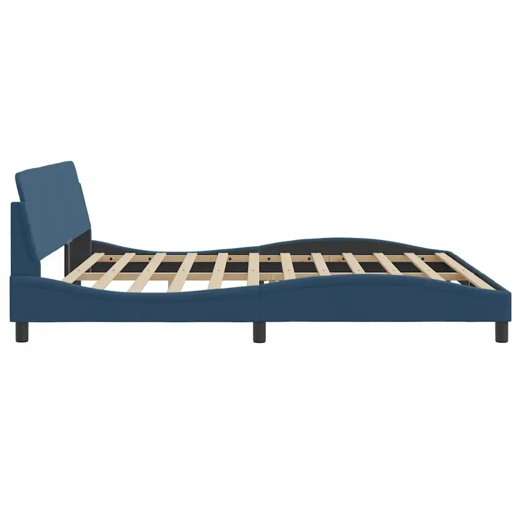 Letto matrimoniale | Letto per adulti | Giroletto Dover Blu 200x200 cm in Tessuto - Image 5