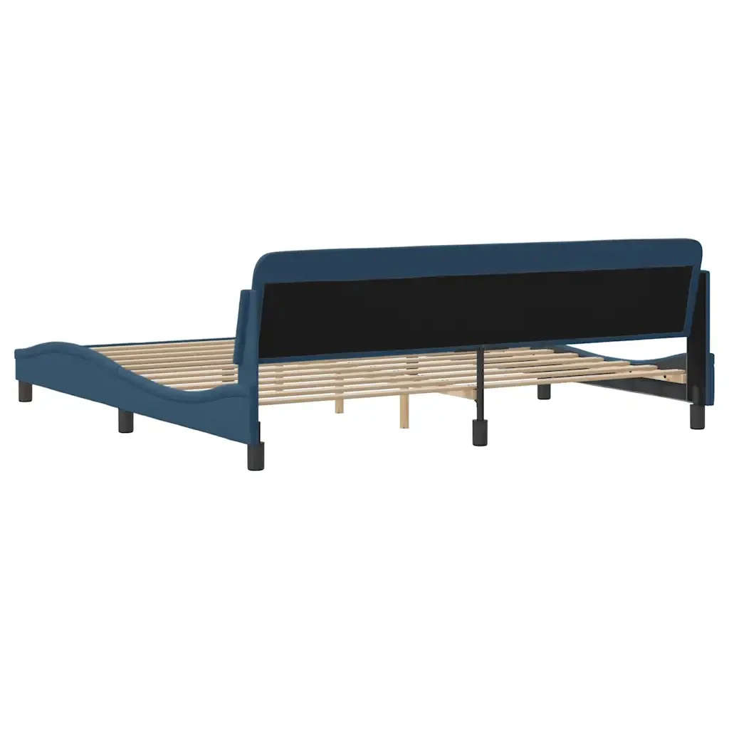 Letto matrimoniale | Letto per adulti | Giroletto Dover Blu 200x200 cm in Tessuto - Image 6