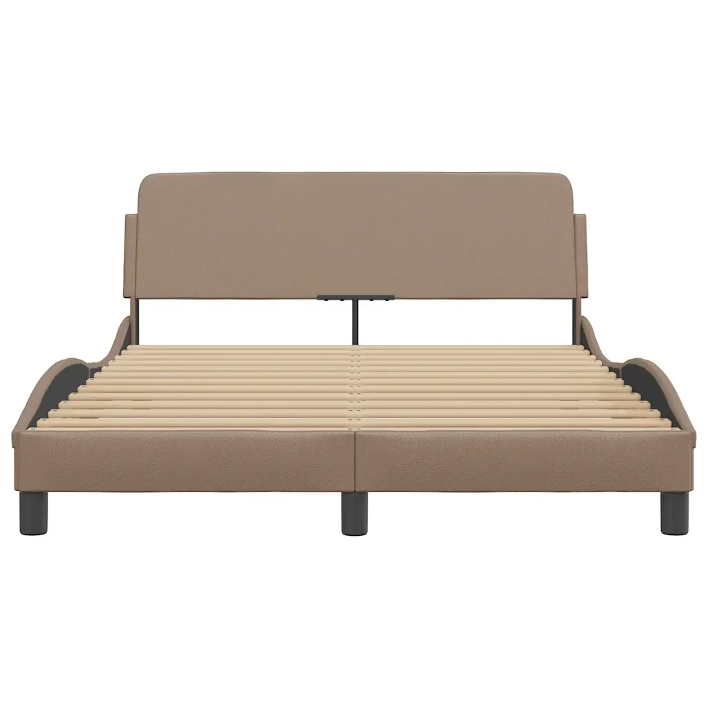 Letto matrimoniale | Letto per adulti | Giroletto Dover Cappuccino 120x200 cm in Similpelle - Image 4