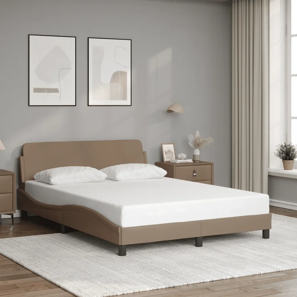 Letto matrimoniale | Letto per adulti | Giroletto Dover Cappuccino 140x190 cm in Similpelle - Image 2