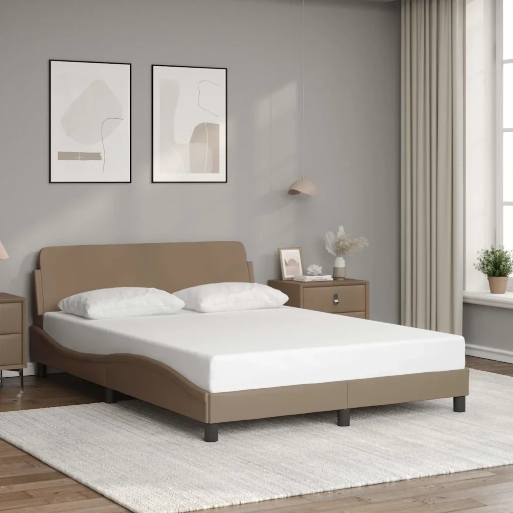 Letto matrimoniale | Letto per adulti | Giroletto Dover Cappuccino 140x200 cm in Similpelle - Image 2