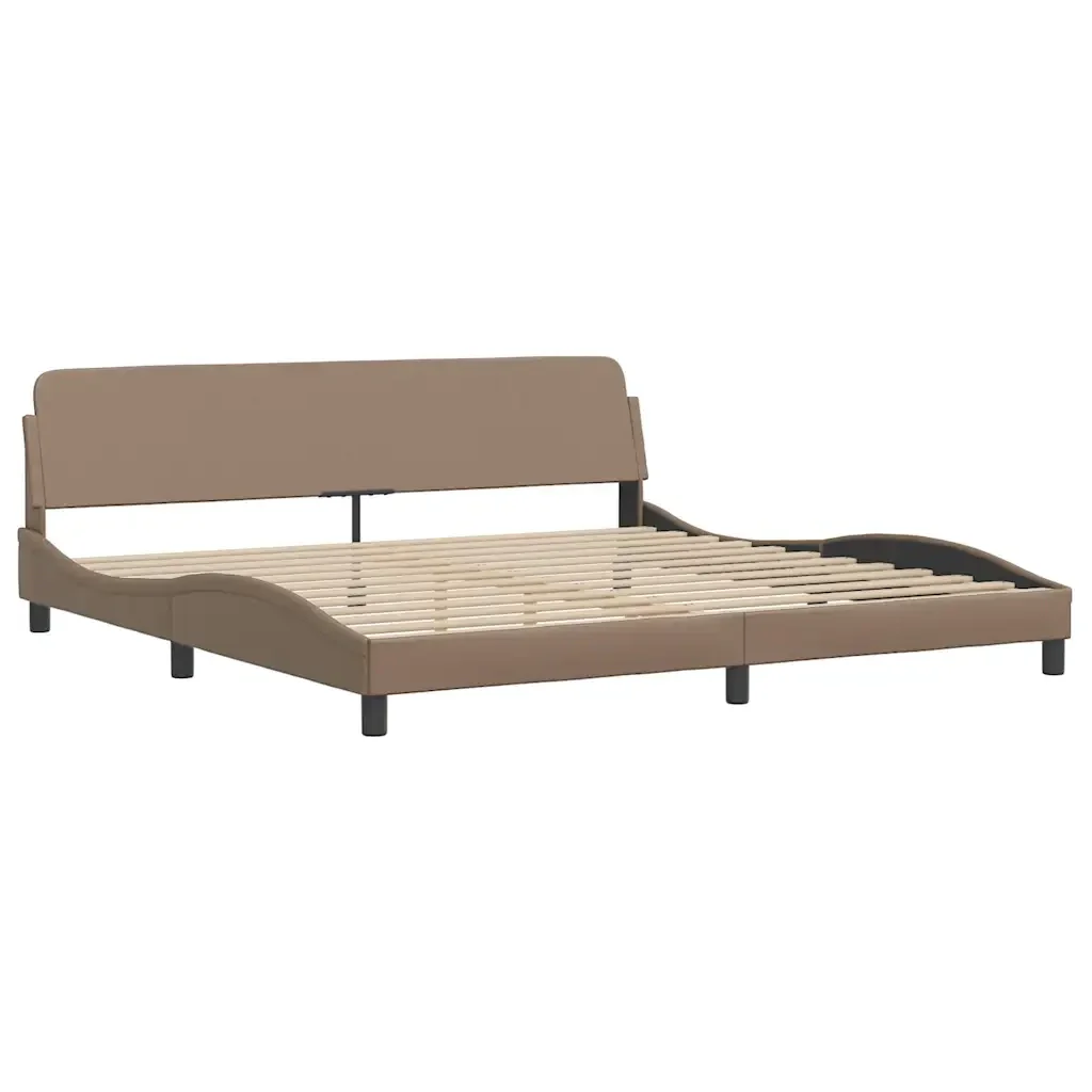 Letto matrimoniale | Letto per adulti | Giroletto Dover Cappuccino 200x200 cm in Similpelle - Image 4