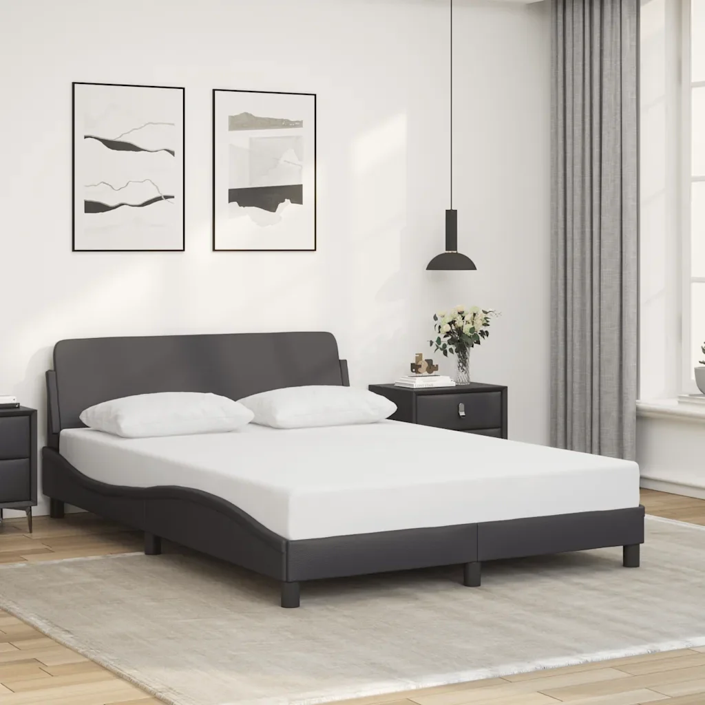 Letto matrimoniale | Letto per adulti | Giroletto Dover Crema 140x190 cm in Similpelle - Image 2
