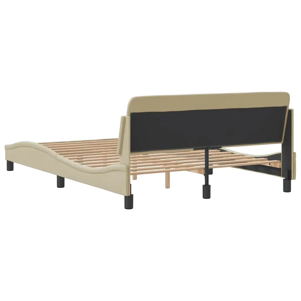 Letto matrimoniale | Letto per adulti | Giroletto Dover Crema 140x190 cm in Tessuto - Image 6