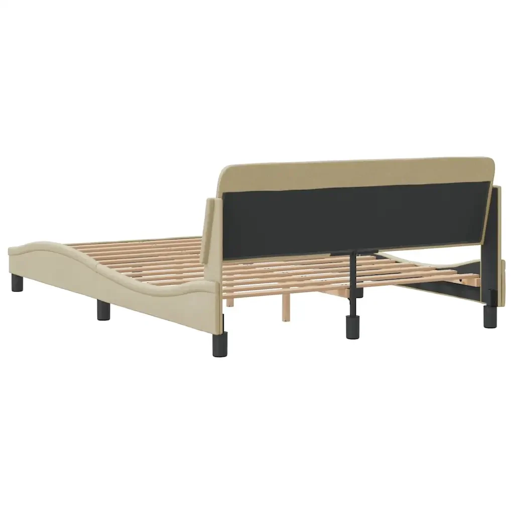 Letto matrimoniale | Letto per adulti | Giroletto Dover Crema 140x200 cm in Tessuto - Image 6