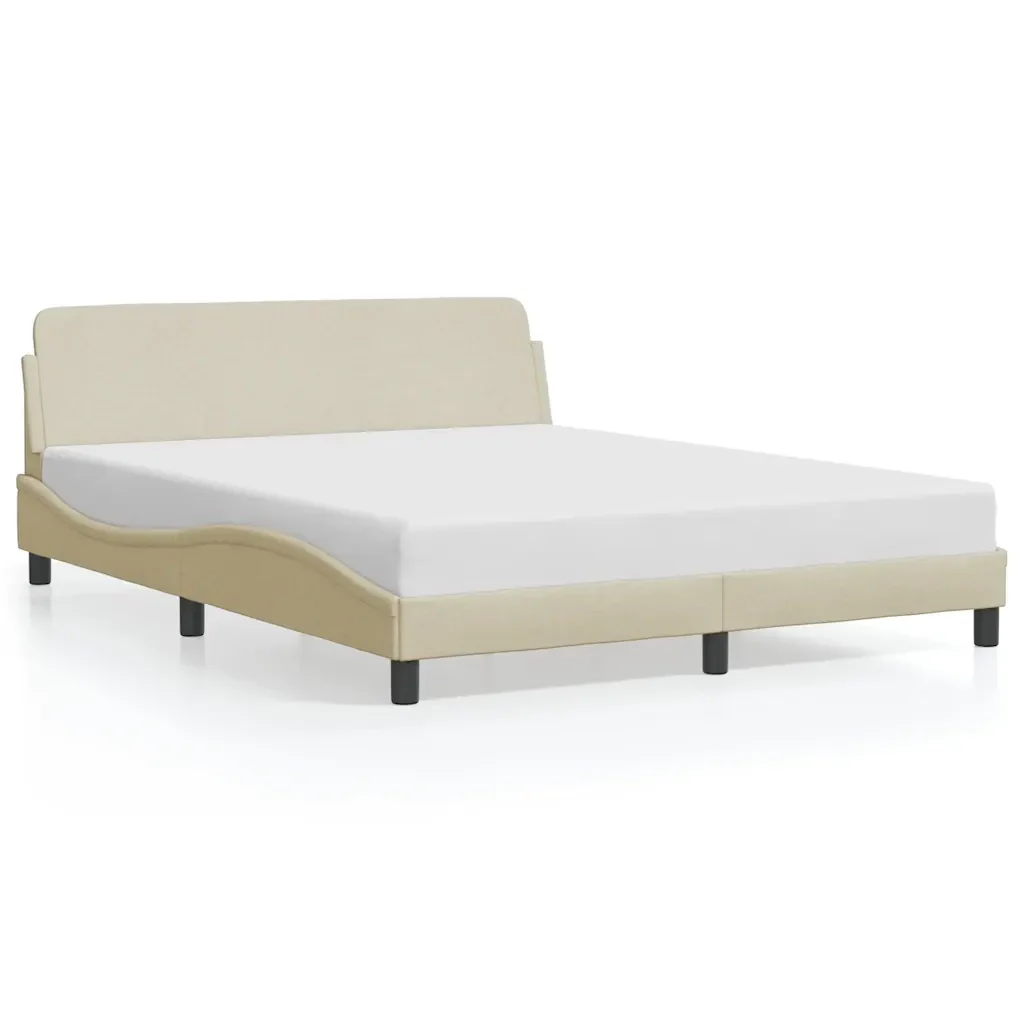 Letto matrimoniale | Letto per adulti | Giroletto Dover Crema 160x200 cm in Tessuto
