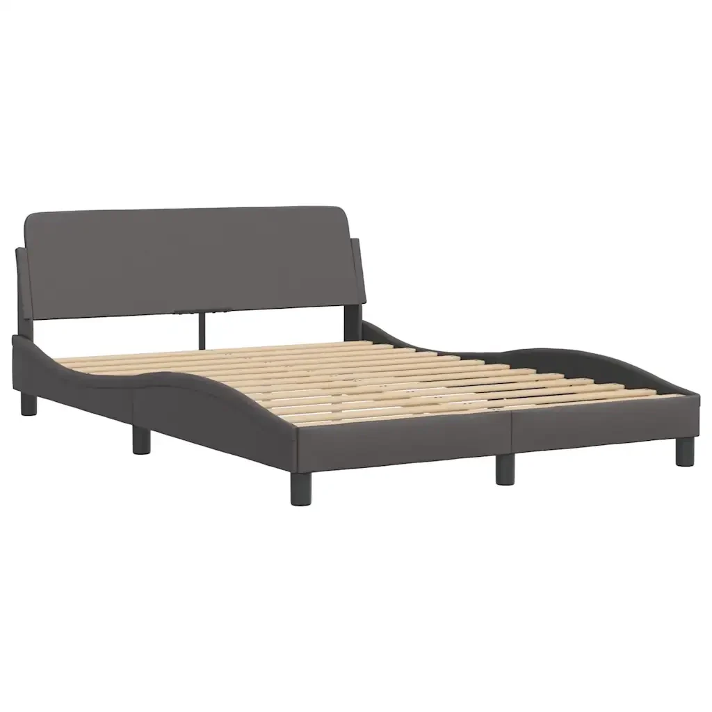 Letto matrimoniale | Letto per adulti | Giroletto Dover Grigio 140x200 cm in Similpelle - Image 4