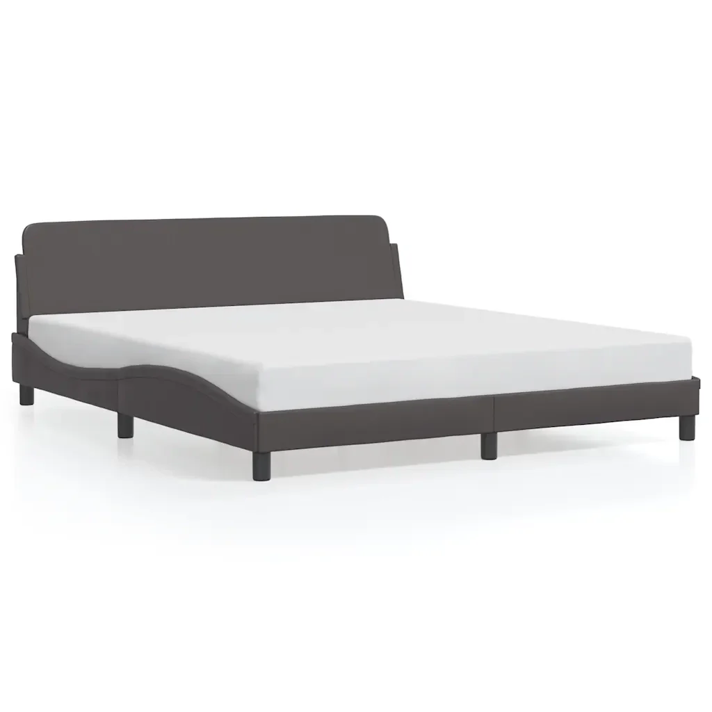 Letto matrimoniale | Letto per adulti | Giroletto Dover Grigio 180x200 cm in Similpelle