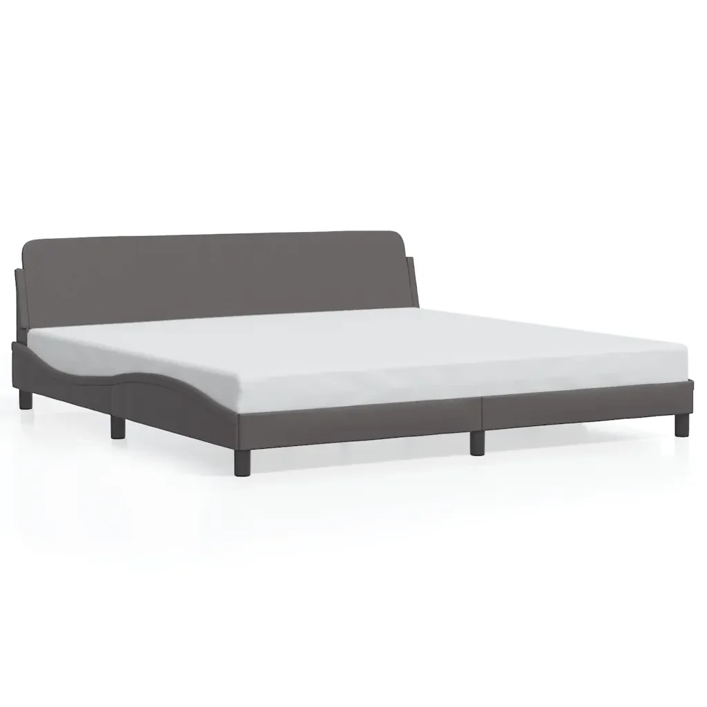 Letto matrimoniale | Letto per adulti | Giroletto Dover Grigio 200x200 cm in Similpelle