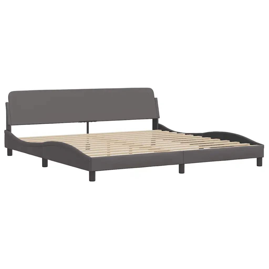 Letto matrimoniale | Letto per adulti | Giroletto Dover Grigio 200x200 cm in Similpelle - Image 3