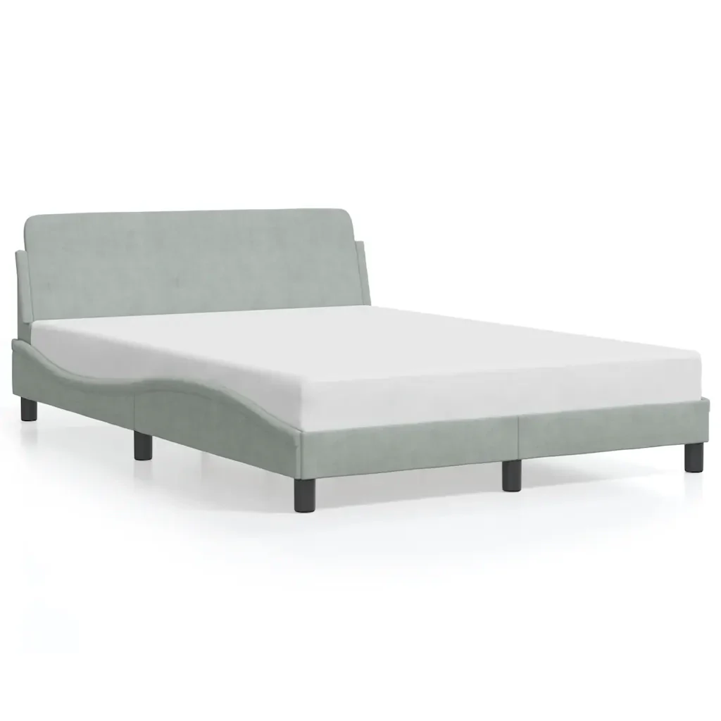 Letto matrimoniale | Letto per adulti | Giroletto Dover Grigio Chiaro 120x200 cm Velluto