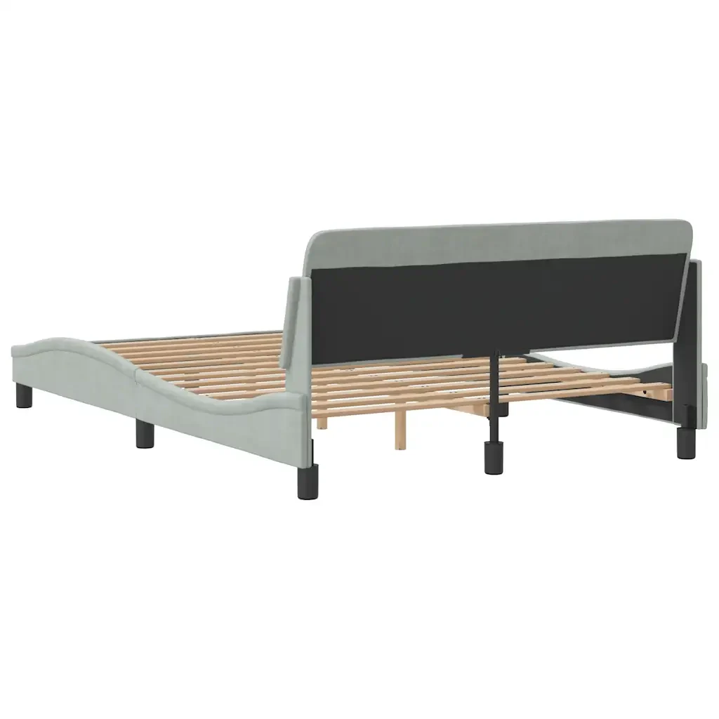 Letto matrimoniale | Letto per adulti | Giroletto Dover Grigio Chiaro 120x200 cm Velluto - Image 6
