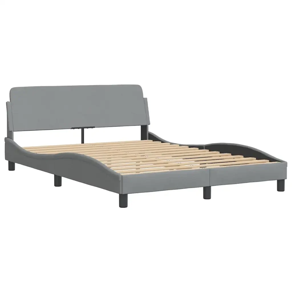 Letto matrimoniale | Letto per adulti | Giroletto Dover Grigio Chiaro 140x190 cm Tessuto - Image 4