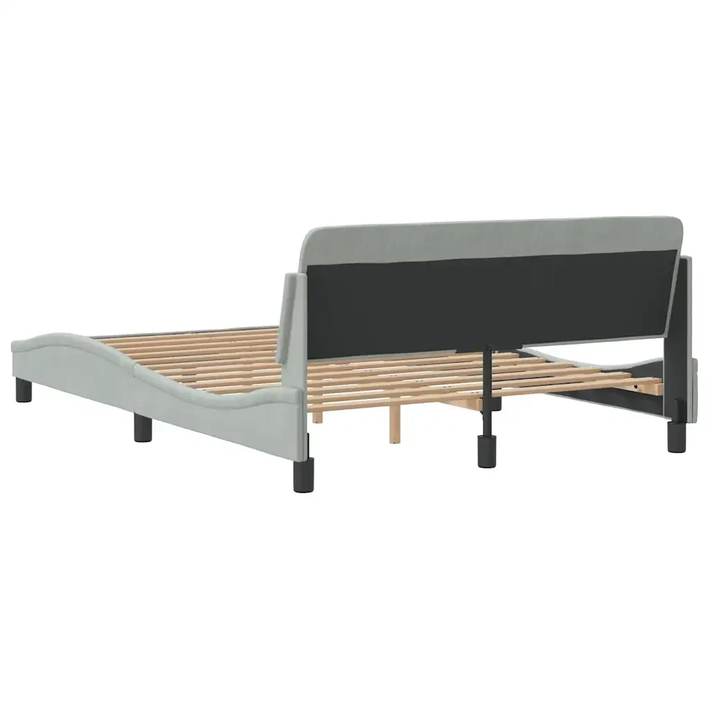 Letto matrimoniale | Letto per adulti | Giroletto Dover Grigio Chiaro 140x190 cm Velluto - Image 6