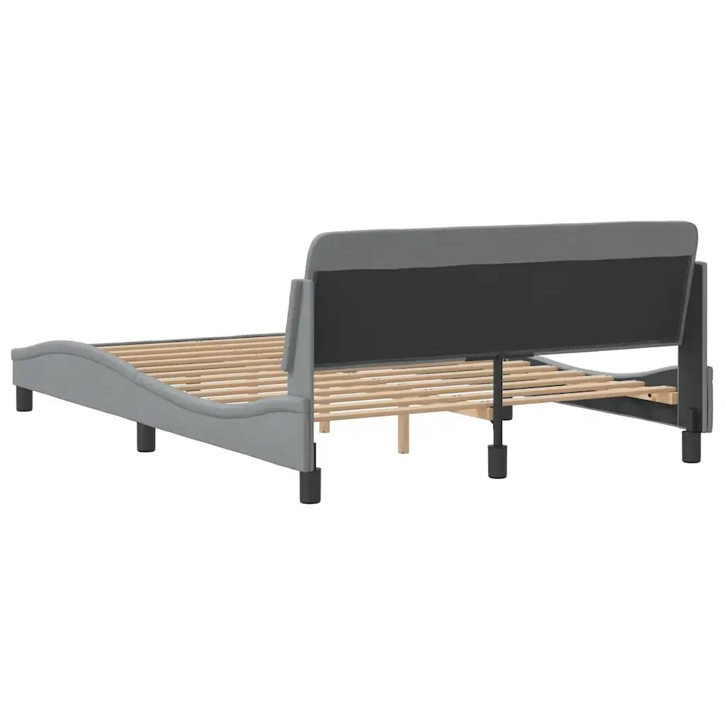 Letto matrimoniale | Letto per adulti | Giroletto Dover Grigio Chiaro 140x200 cm Tessuto - Image 6