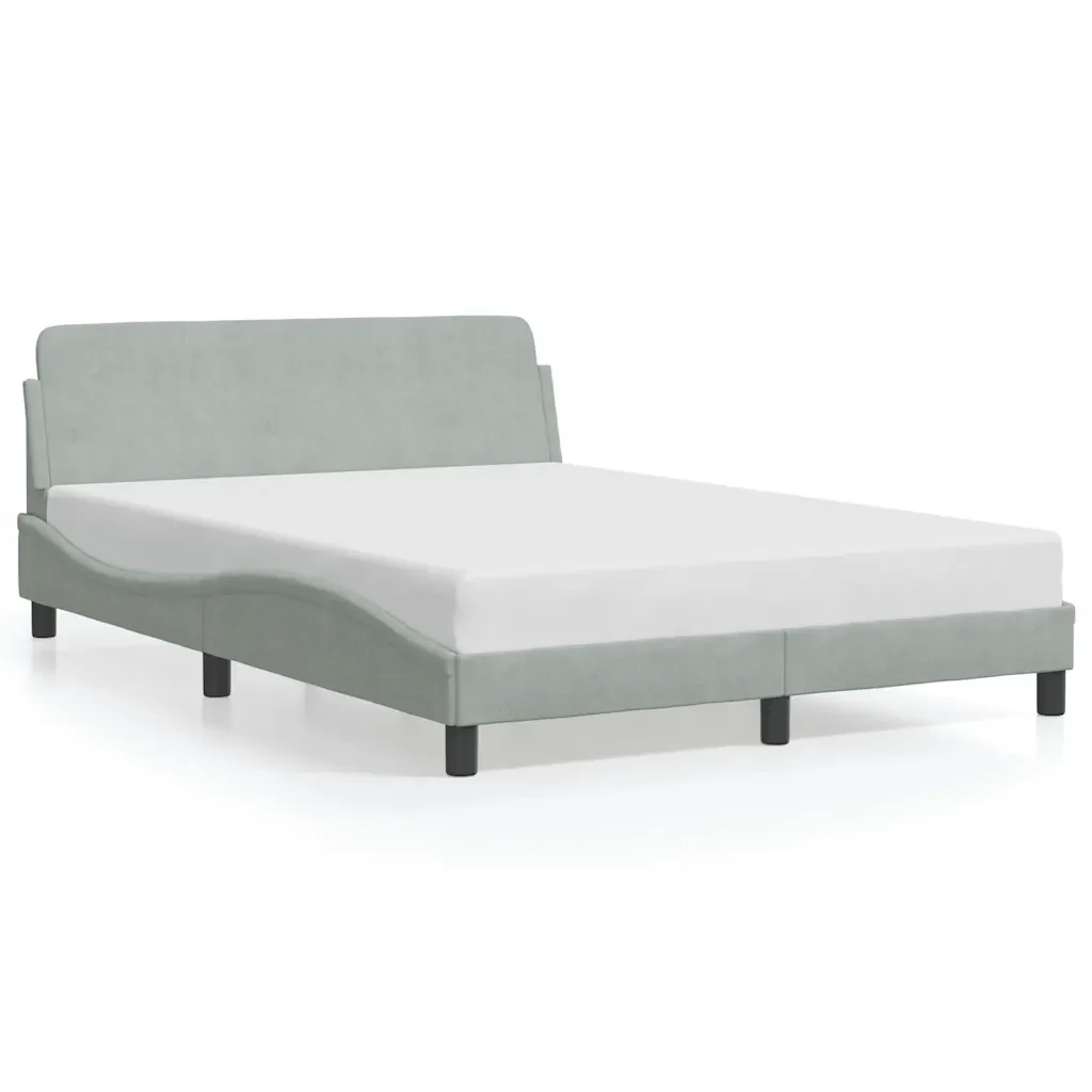 Letto matrimoniale | Letto per adulti | Giroletto Dover Grigio Chiaro 140x200 cm Velluto