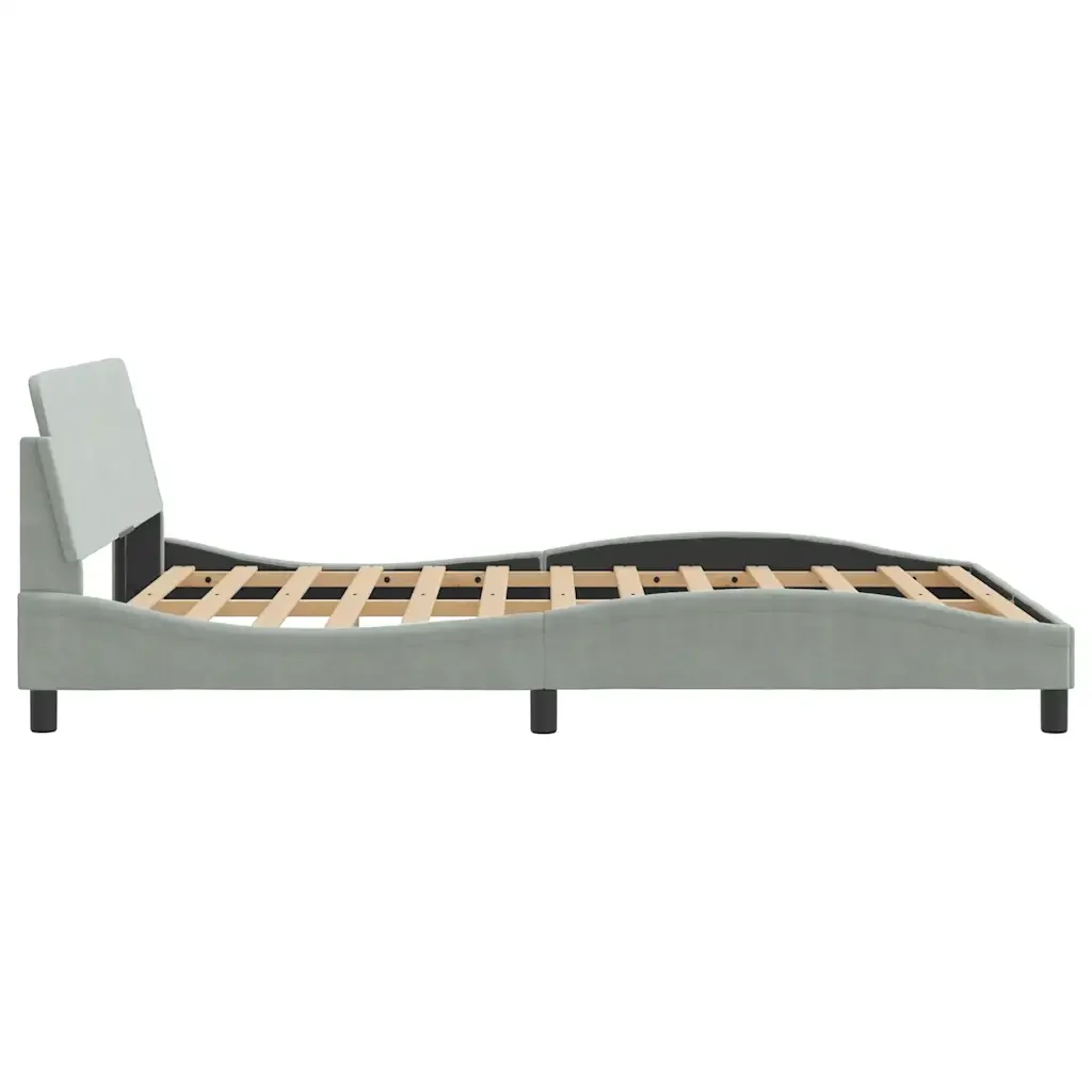 Letto matrimoniale | Letto per adulti | Giroletto Dover Grigio Chiaro 140x200 cm Velluto - Image 5