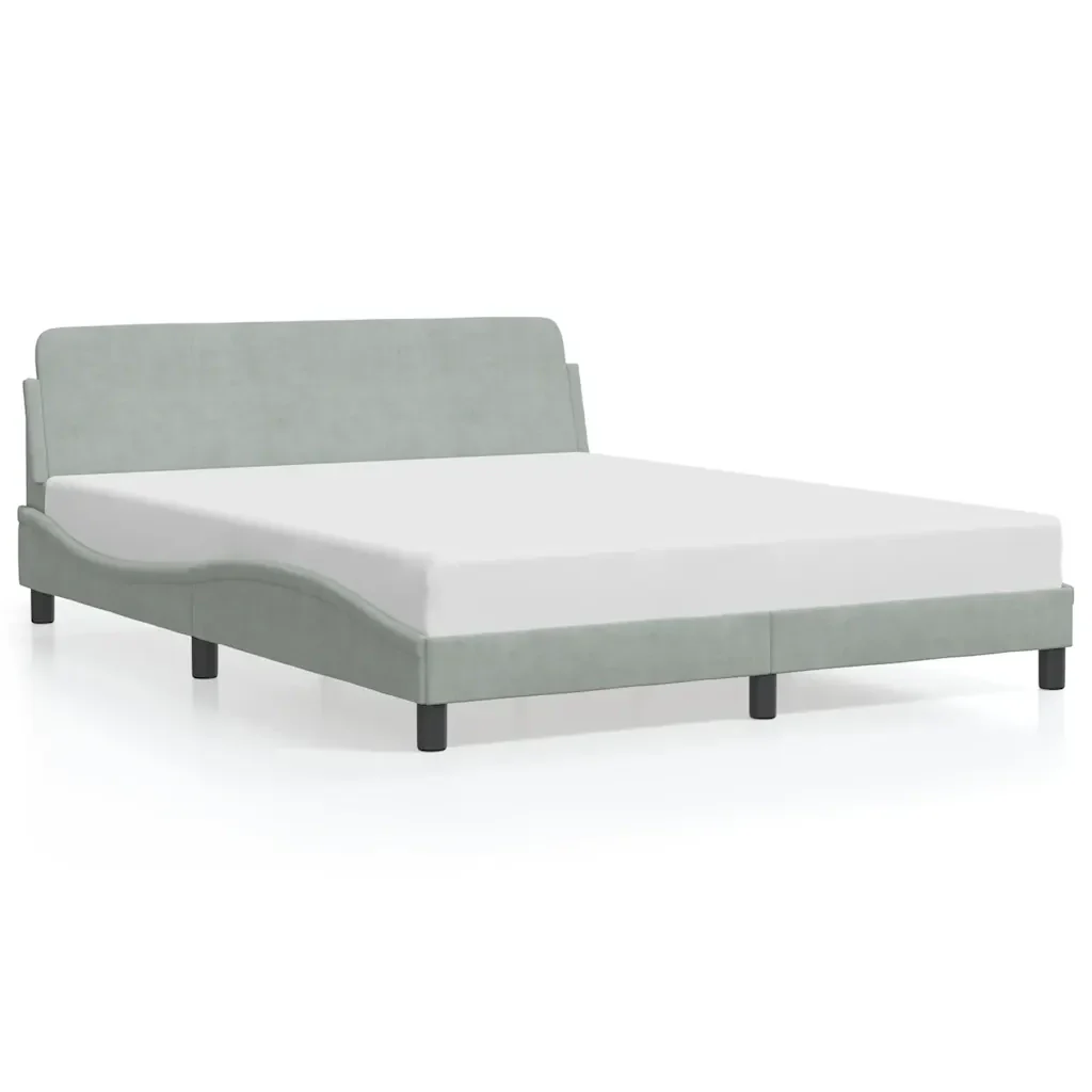 Letto matrimoniale | Letto per adulti | Giroletto Dover Grigio Chiaro 160x200 cm Velluto