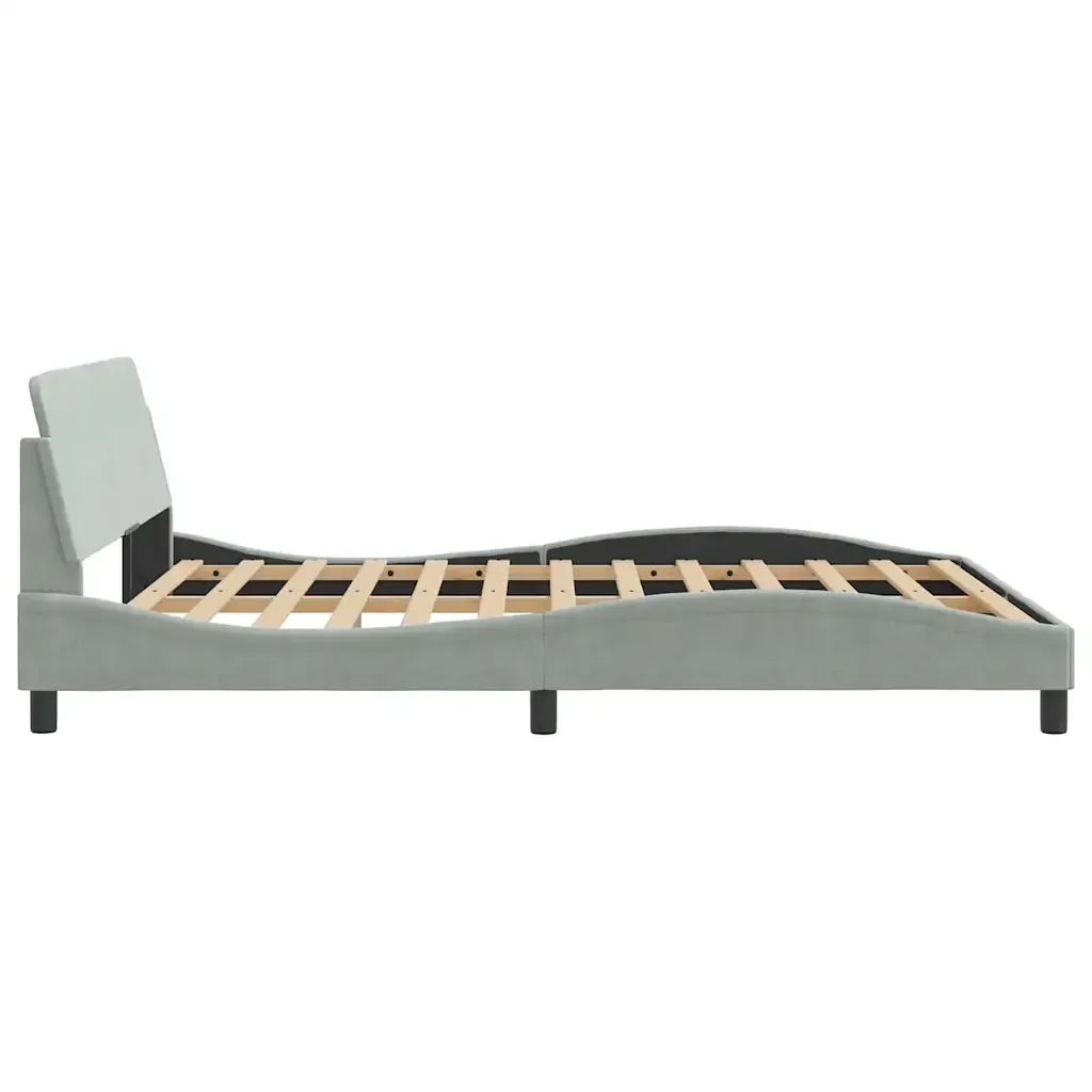 Letto matrimoniale | Letto per adulti | Giroletto Dover Grigio Chiaro 160x200 cm Velluto - Image 5