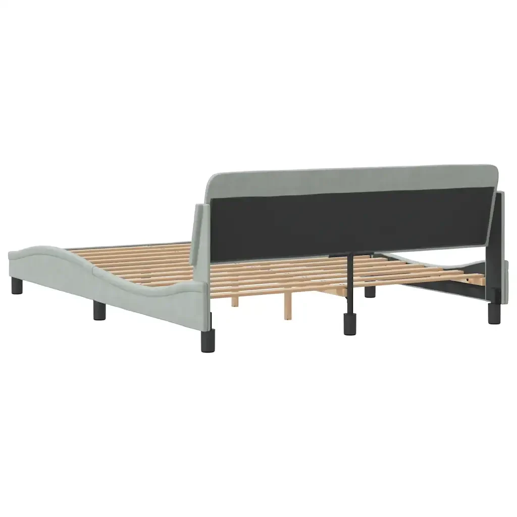 Letto matrimoniale | Letto per adulti | Giroletto Dover Grigio Chiaro 160x200 cm Velluto - Image 6